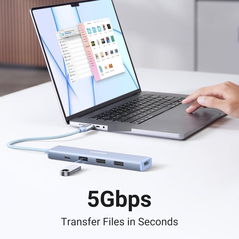 HUB UGREEN CM478 REVODOK 5-in-1 USB-C HUB Docking Station with Power Port White 35580 2