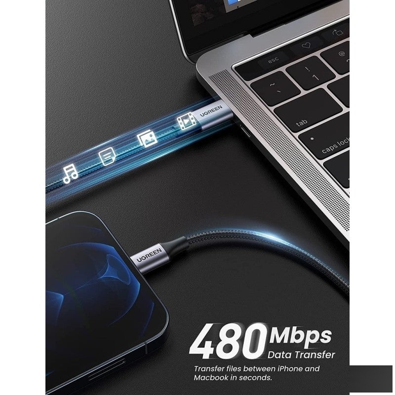 CABLE UGREEN US304 60759 USB-C TO LIGHTNING 1M ALU/BRAIDED 2