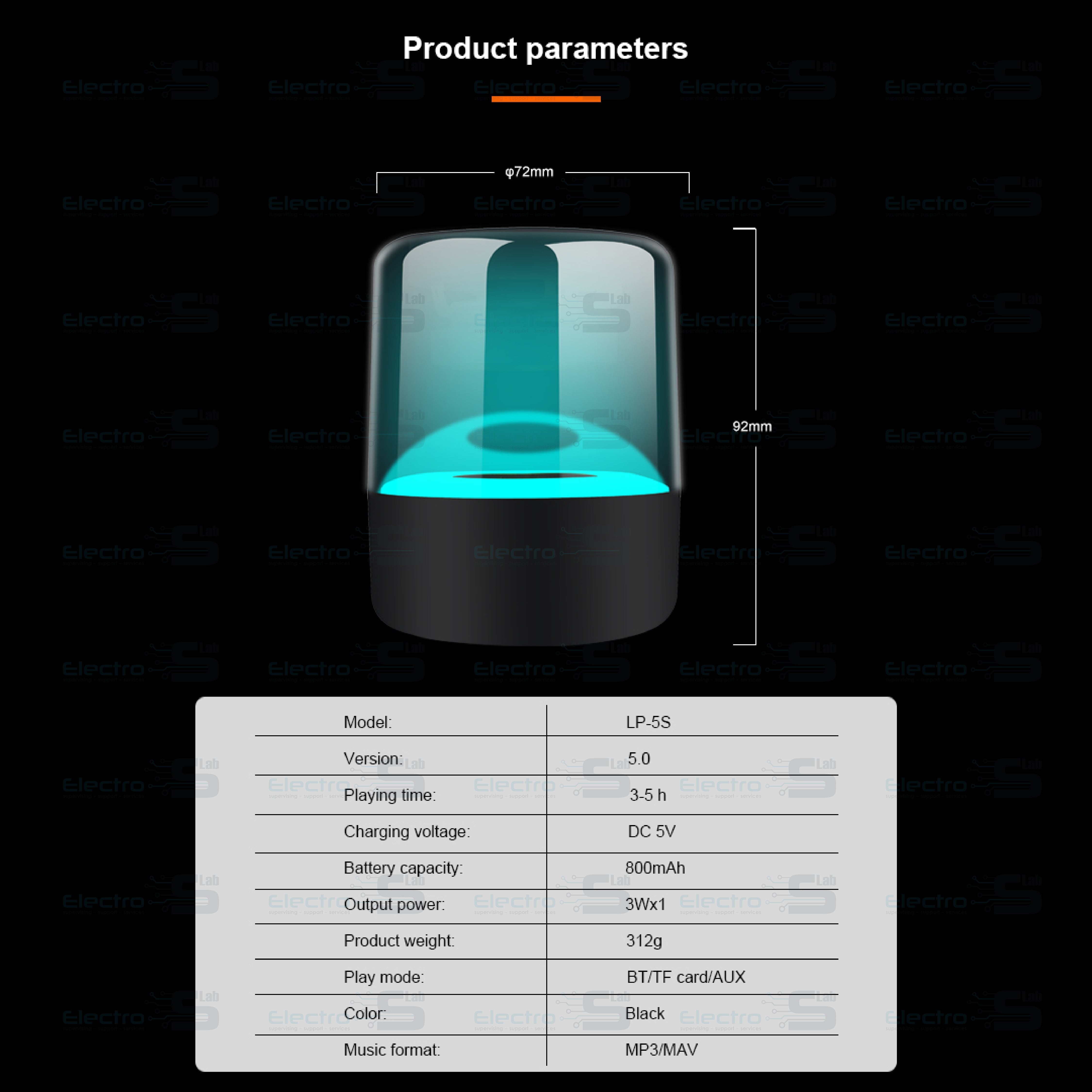 SPEAKER KISONLI GLASS LP 5S TWS BT RGB 4