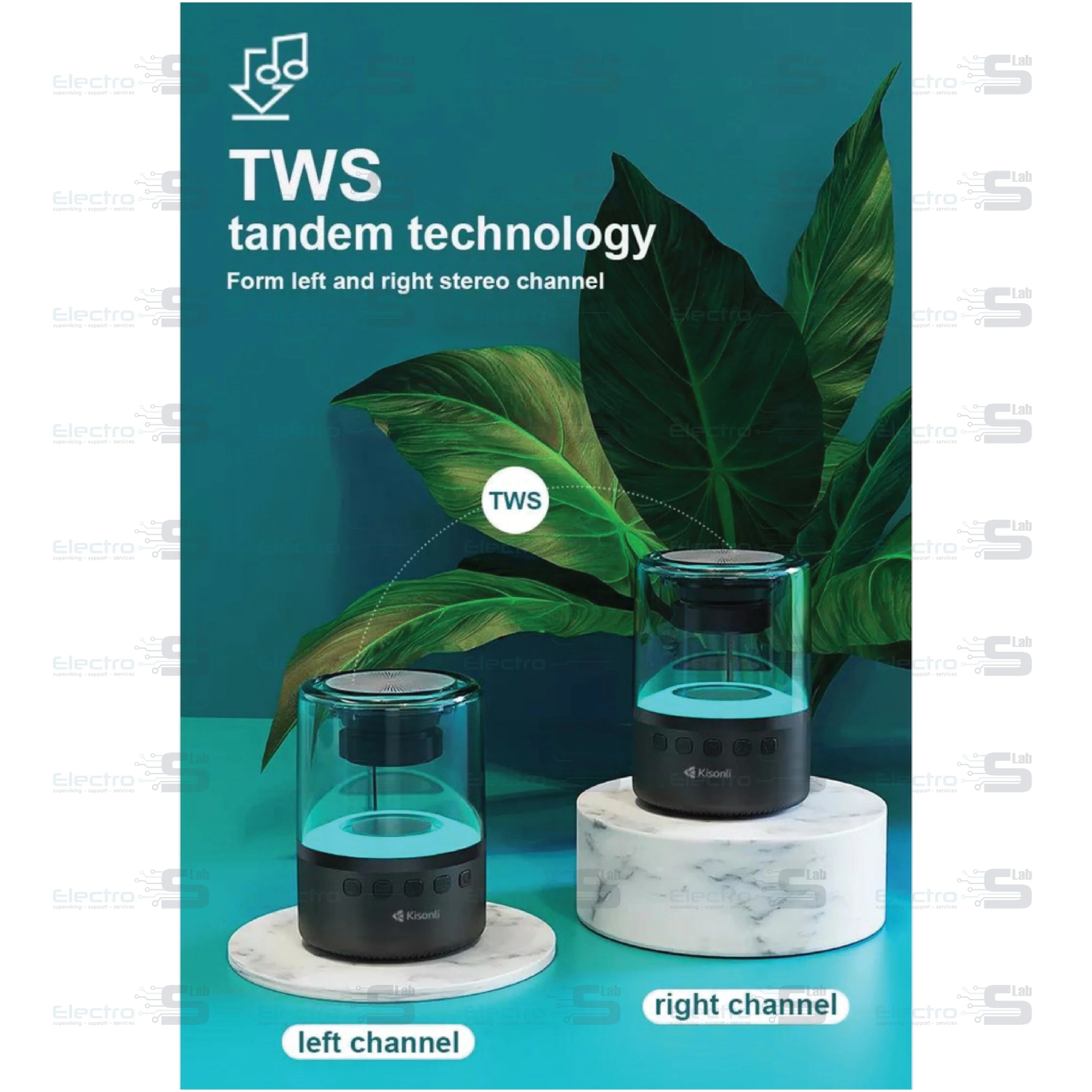 SPEAKER KISONLI GLASS LP 1S TWS BT RGB 2