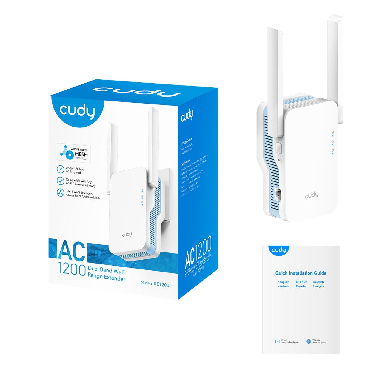 Cudy AC1200 Dual Band Mesh Wi-Fi Range Extender RE1200