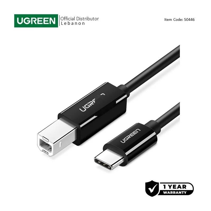 UGREEN USB-C to USB-B Printer Cable 2M US241-50446 | Super Speed