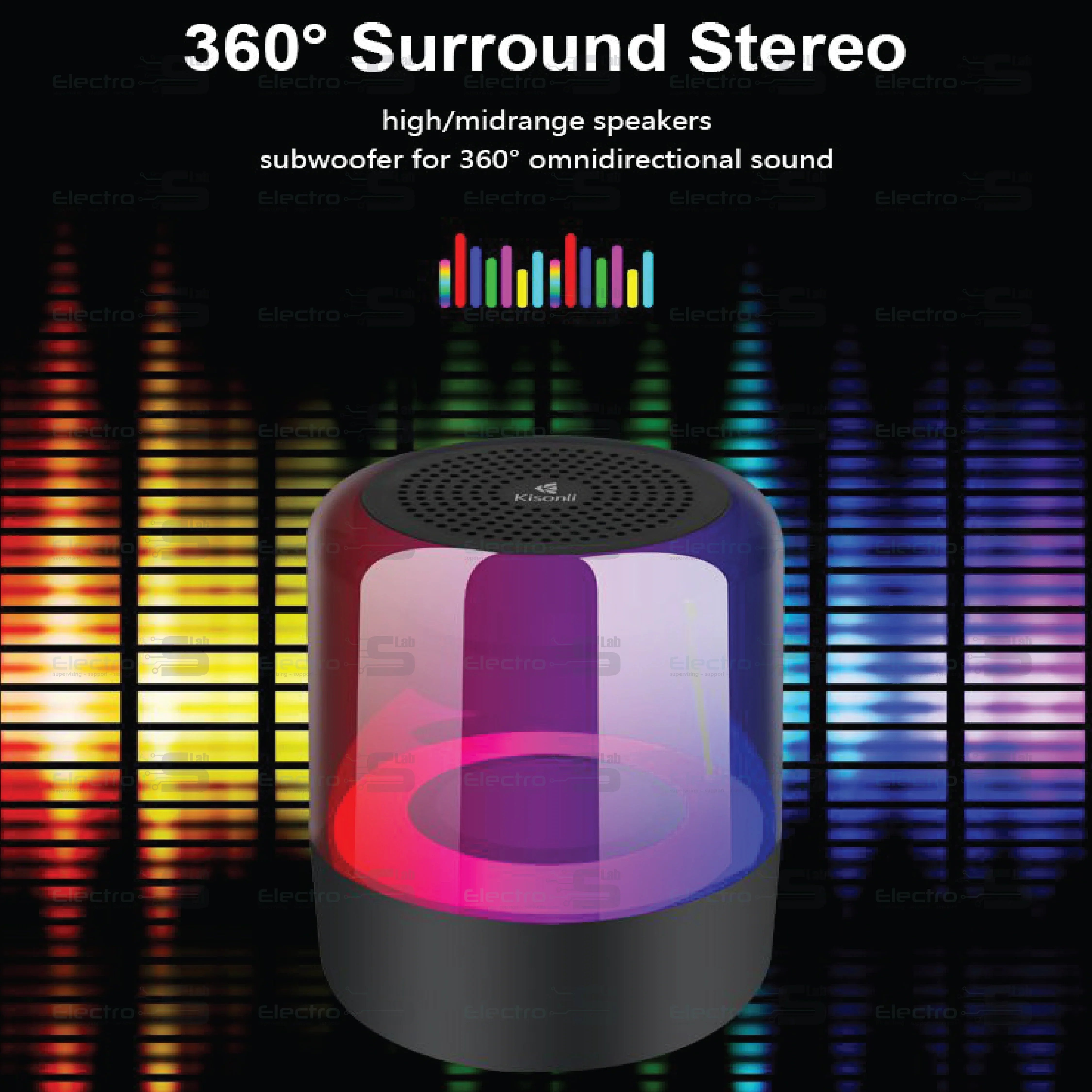 SPEAKER KISONLI GLASS LP 1S TWS BT RGB 4