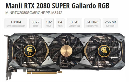 Picture of VGA MANLI GeForce RTX2080 Super 8GB DDR6