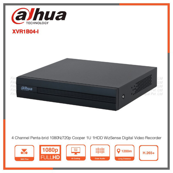 Picture of XVR1B04H-I DAHUA 4 CHANNELS NVR XVR
