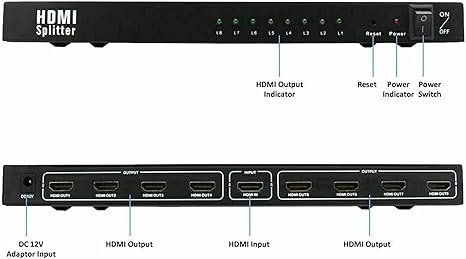HDMI SPLITTER 1 TO 8 WITH ADAPTERS 4K BOXED 4