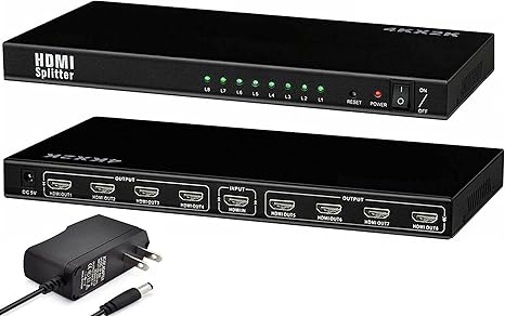 HDMI SPLITTER 1 TO 8 WITH ADAPTERS 4K BOXED 5