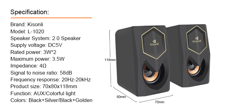 KISONLI L1020 USB Speaker RGB 4