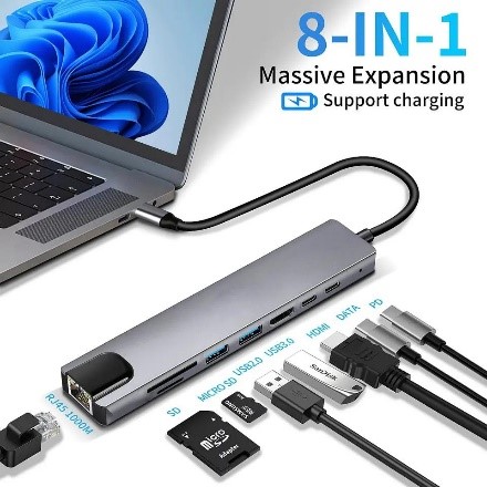 CONNECTOR TYPE C 8 IN 1 WITH LAN 4