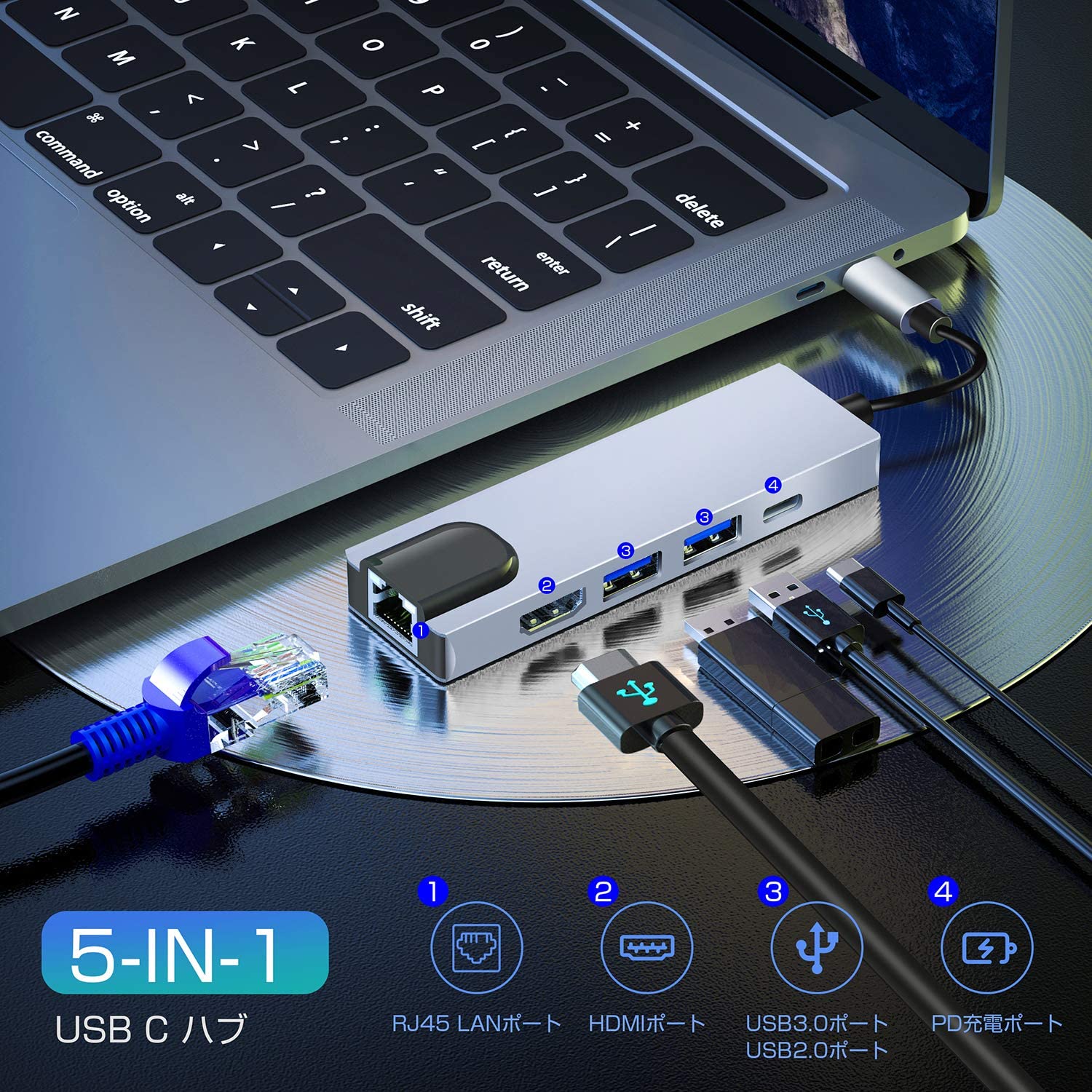 CONNECTOR TYPE C 5 IN 1 WITH LAN 2