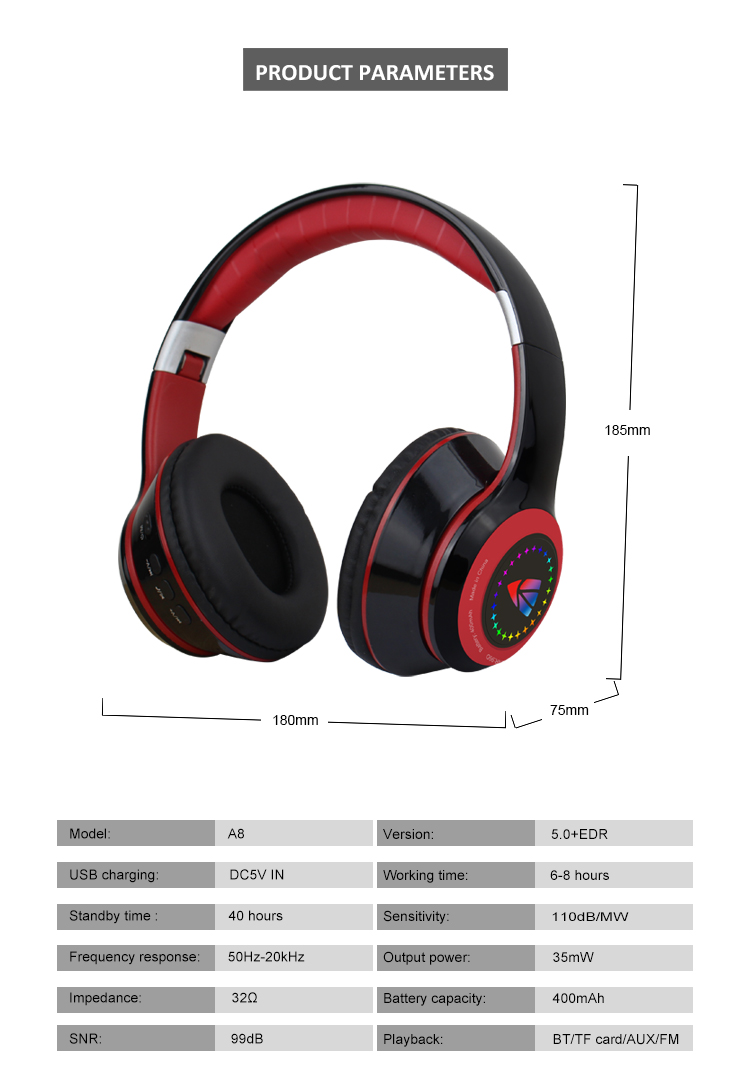 KISONLI Headphone Gaming Headset Bluetooth A8 6
