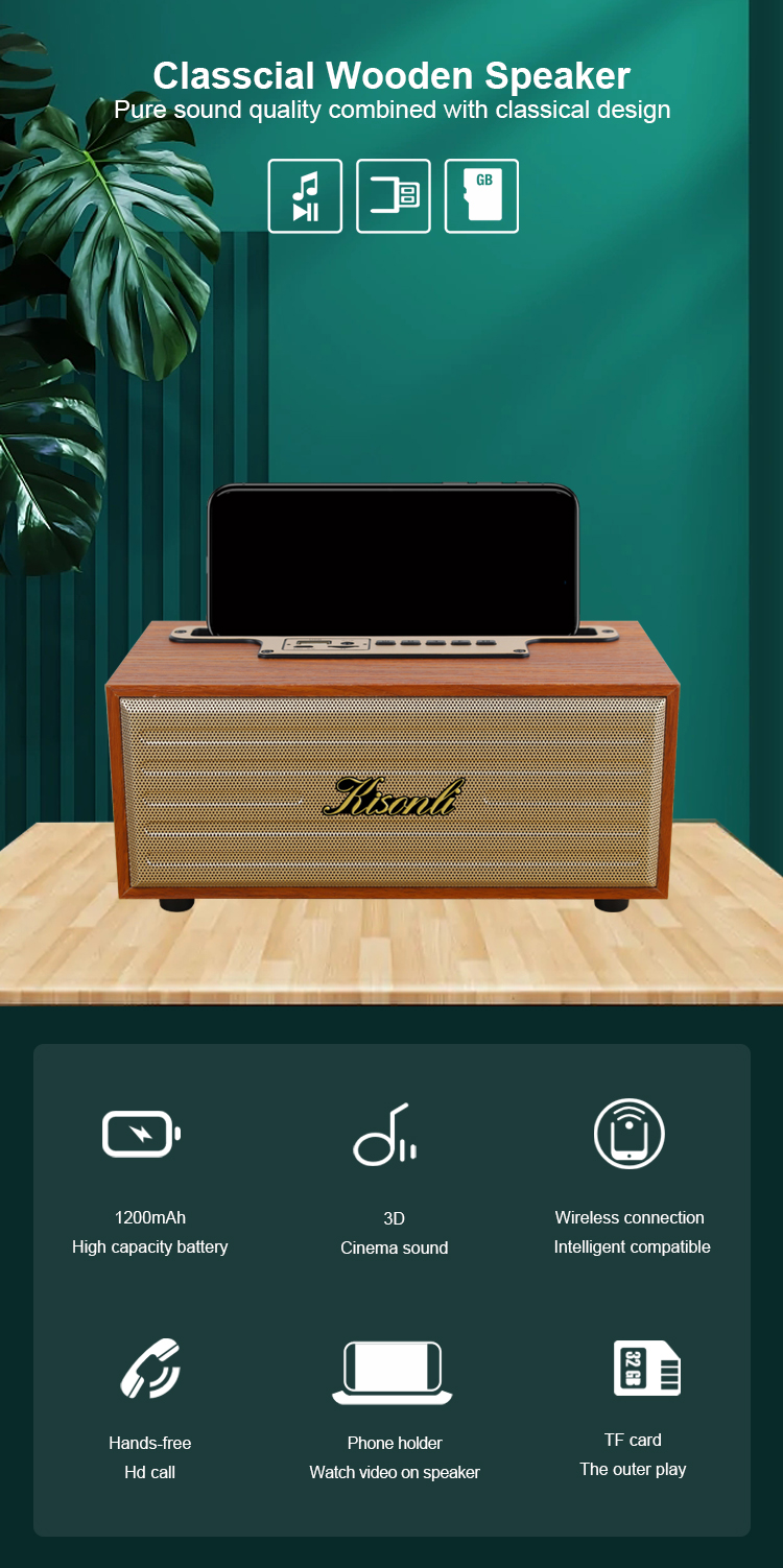 KISONLI G12A Wooden Bluetooth Speaker ( 3 Colors 3