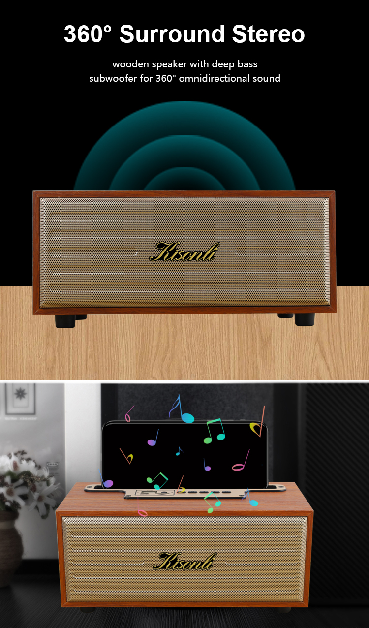 KISONLI G12A Wooden Bluetooth Speaker ( 3 Colors 4