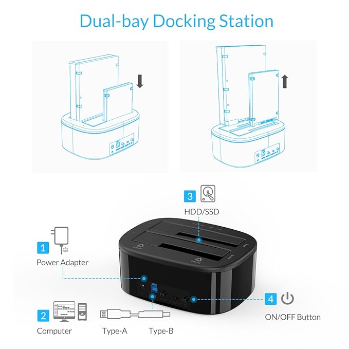 2 BAY OFFLINE CLONE HDD DOCKING USB 3.0 ORICO 3