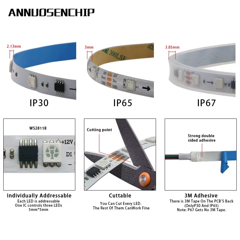 LED STRIP USB 5V NON WATERPROOF 3 METERS LED LIGHT 5