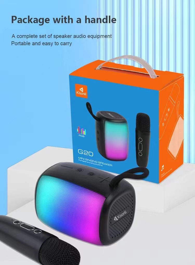 KISONLI G20 Bluetooth RGB Speaker With Wireless Microphone 2