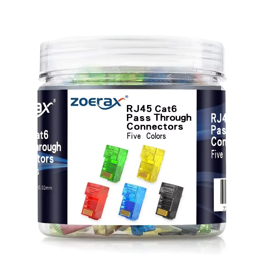 100 PIECES RG45 CAT 6 OPEN SIDE COLORED PACKED 5