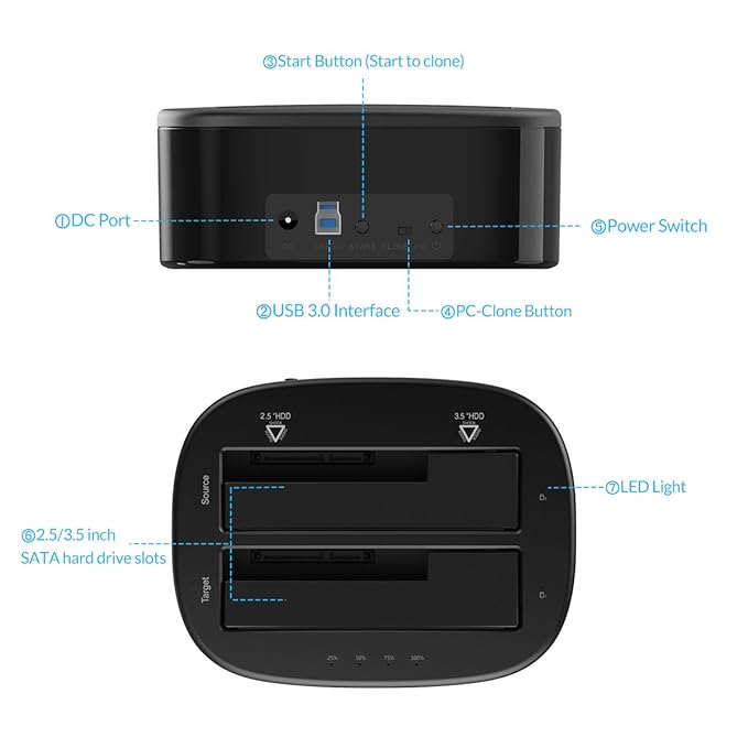 DOCKING STATION 2 BAY ORICO 3.0 SPEED 2 INPUT HDD SSD 3