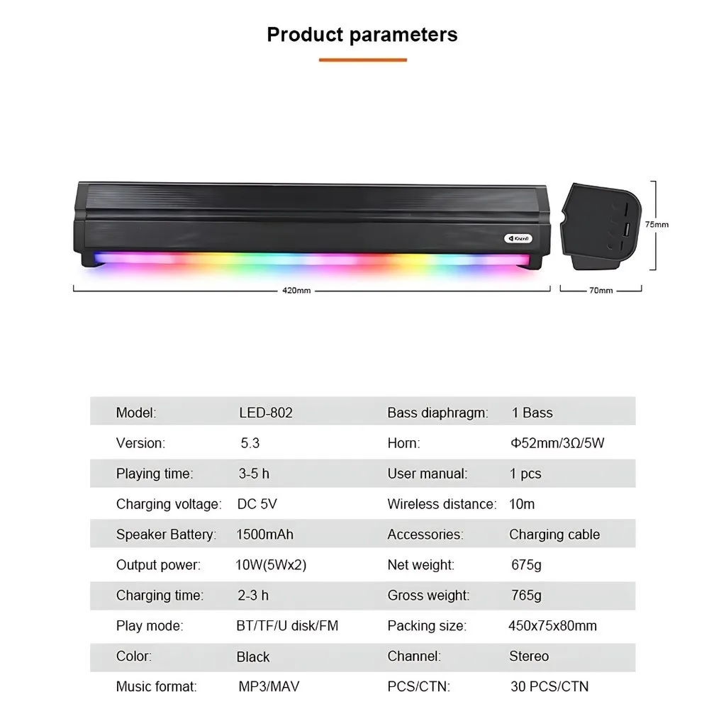 KISONLI LED 802 RGB Speaker 6