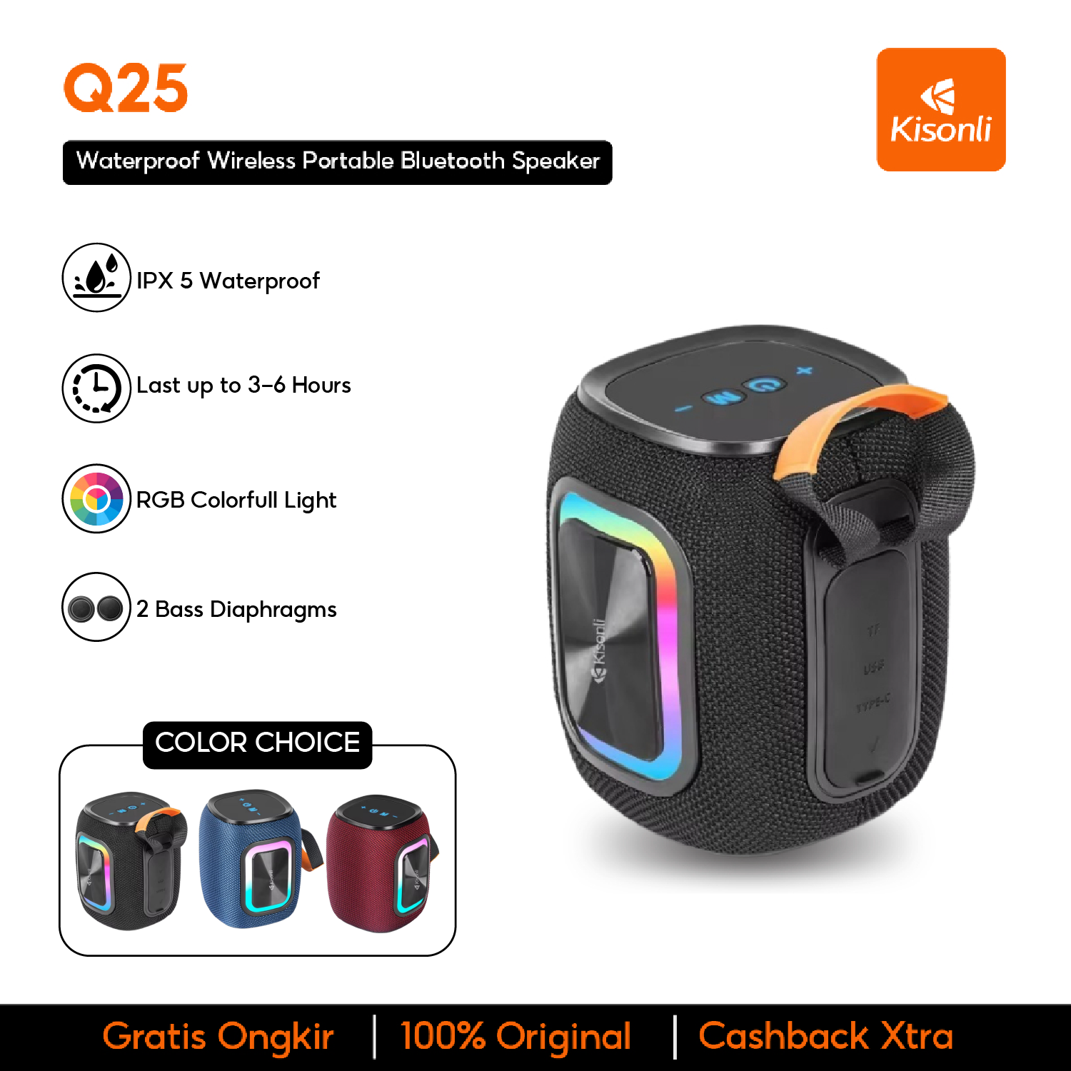 KISONLI Q25 12W BIG BASS BT 1800MAH WATERPROOF 4