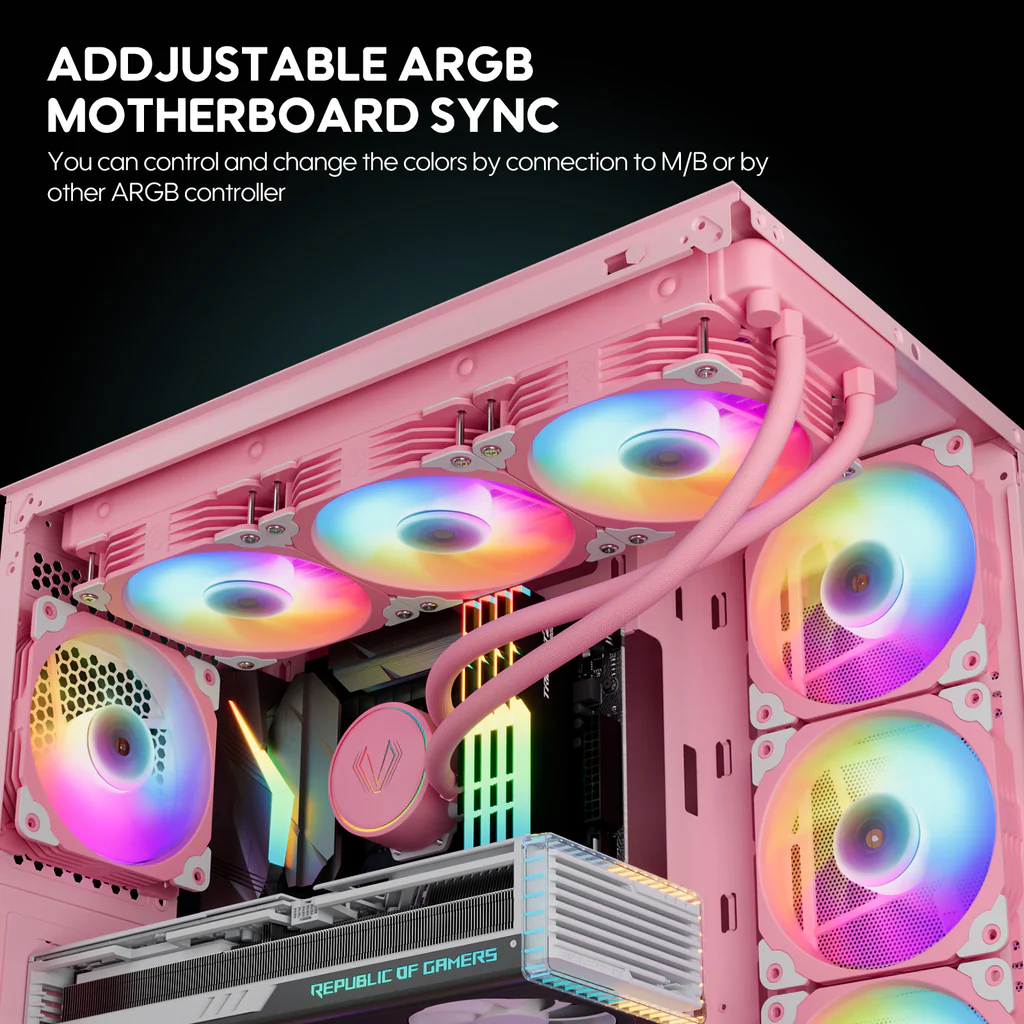 FAN ARGB ASP1 PINK 12CM 4