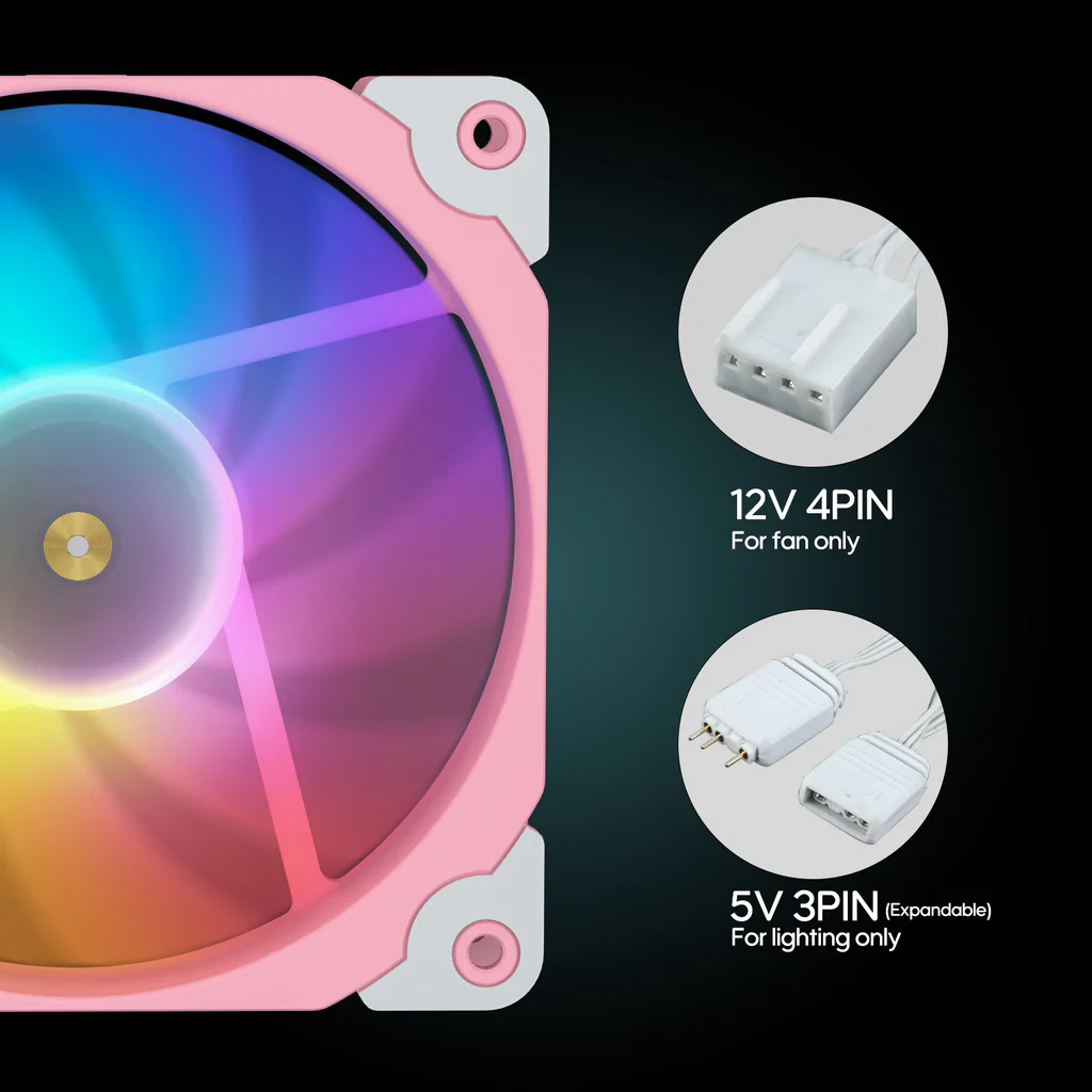 FAN ARGB ASP1 PINK 12CM 7