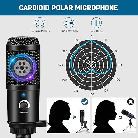 PROFESSIONAL MICROPHONE A6 WITH TRIPOD USB RGB 3