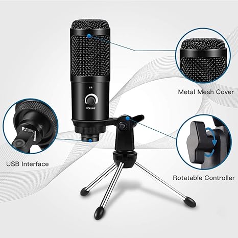 PROFESSIONAL MICROPHONE A6 WITH TRIPOD USB RGB 4