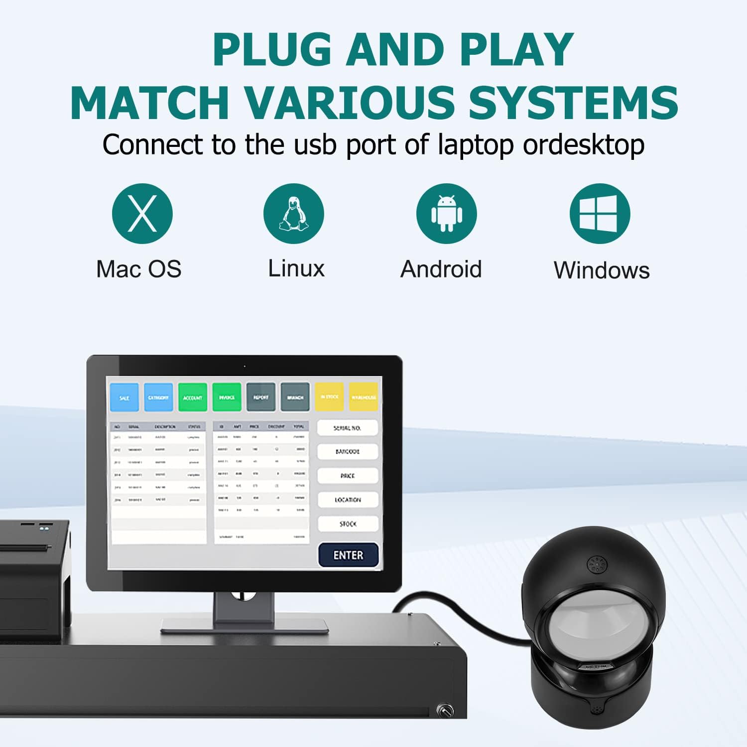 BARCODE READER 2D OMNI DIRECTIONAL USB NETUM 4