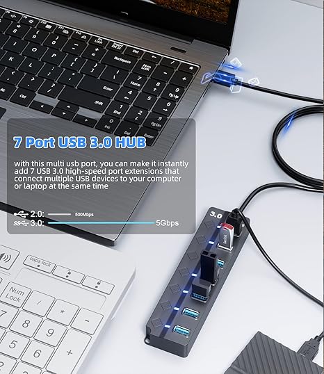 USB HUB 7 PORTS 3.0 WITH ADAPTER 6