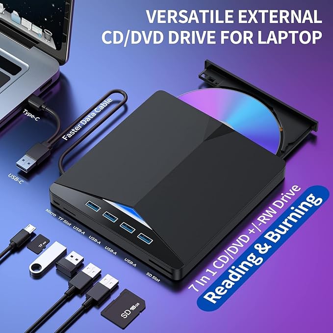 EXTERNAL DVD RW WITH USB HUB AND CARD READER 5