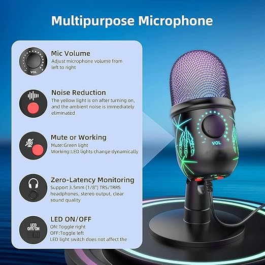 PROFESSIONAL MICROPHONE V5 USB RGB GAMING 4