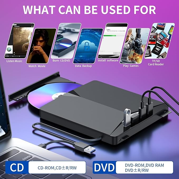 EXTERNAL DVD RW WITH USB HUB AND CARD READER 4