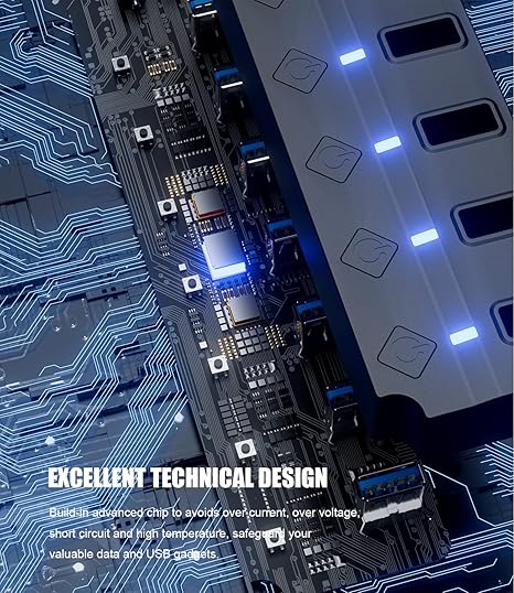 USB HUB 7 PORTS 3.0 WITH ADAPTER 8