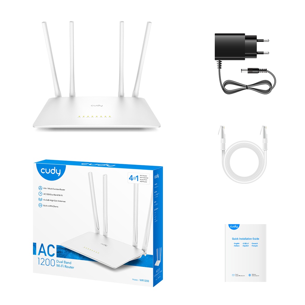 ROUTER CUDY 4 ANTENNA 300MBPS WR300S 5 IN 1 ROUTER