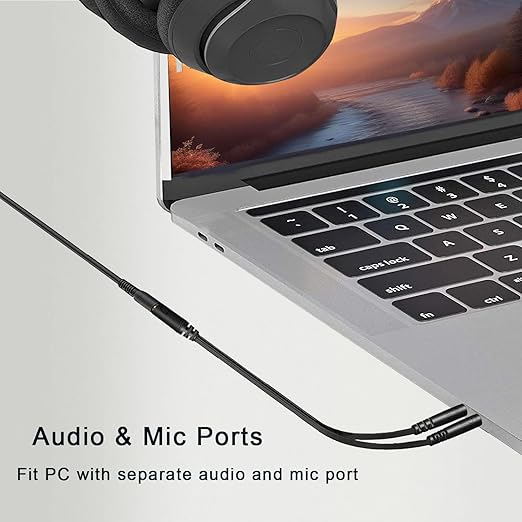 3.5mm Audio Splitter Cable AUX to AUX & Mic for Gaming 3