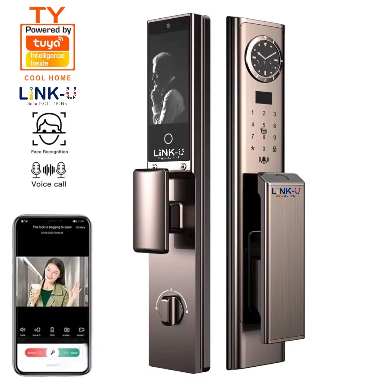 LinkU LU-X1 Smart Door Lock 6-in-1 Keyless Entry 3D Camera