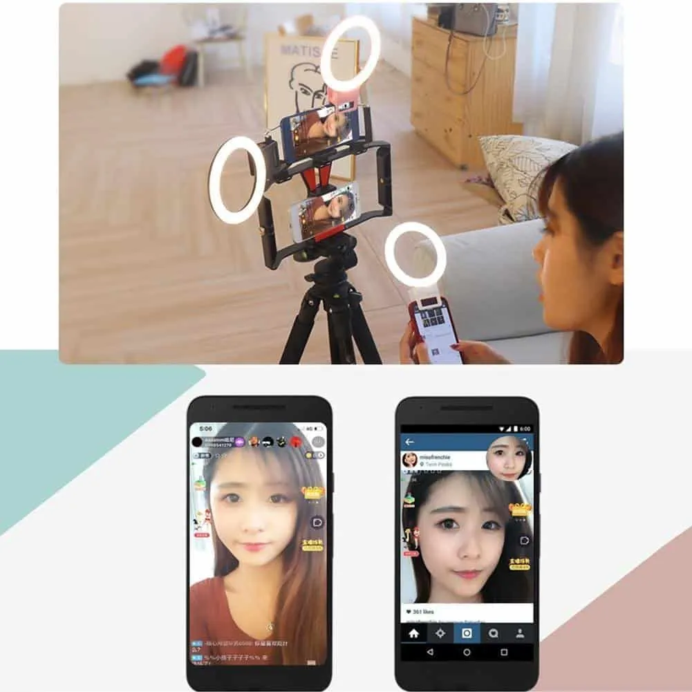 XJ18 LED Selfie Ring Light 3 Modes Dimming Photography Stream Lamp 6