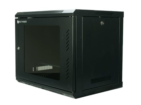 15U Wall Mounted Front Glass Rear Metal Cabinet