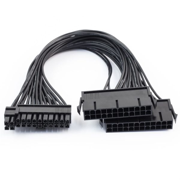 Dual 24-Pin ATX Power Supply Motherboard Adapter Cable