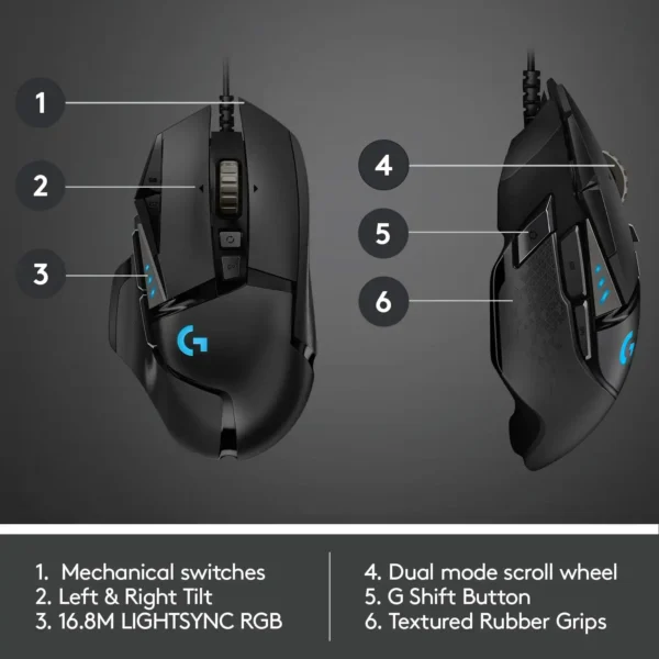 Logitech G502 HERO High Performance Wired Gaming Mous - Image 6
