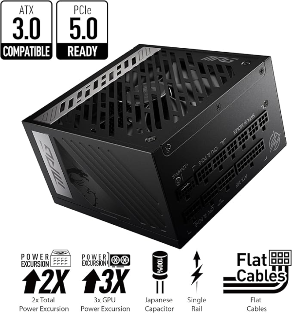 MSI MAG A1000GL PCIE5 1000W 80+ Gold ATX Fully Modular Power Supply - Image 3
