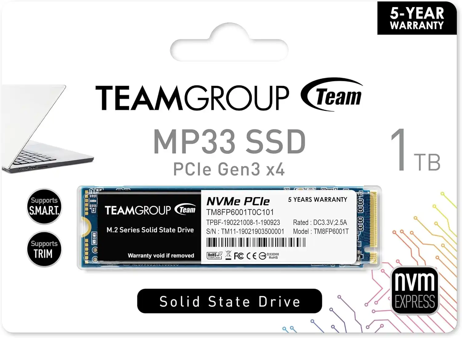 TEAM GROUP MP33 M.2 2280 1TB PCIe SSD