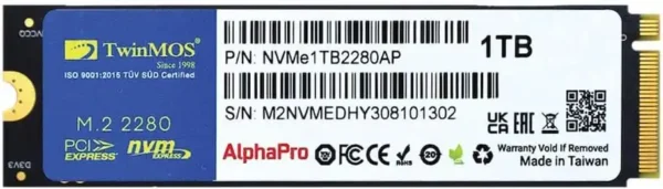 TwinMOS AlphaPro NVMe M2 2280 SSD Hard Drive, 1 TB - Image 2
