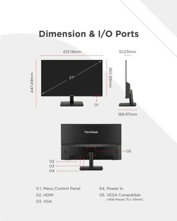 ViewSonic VA240-H Frameless 24 inch Monitor, Full HD - Image 2