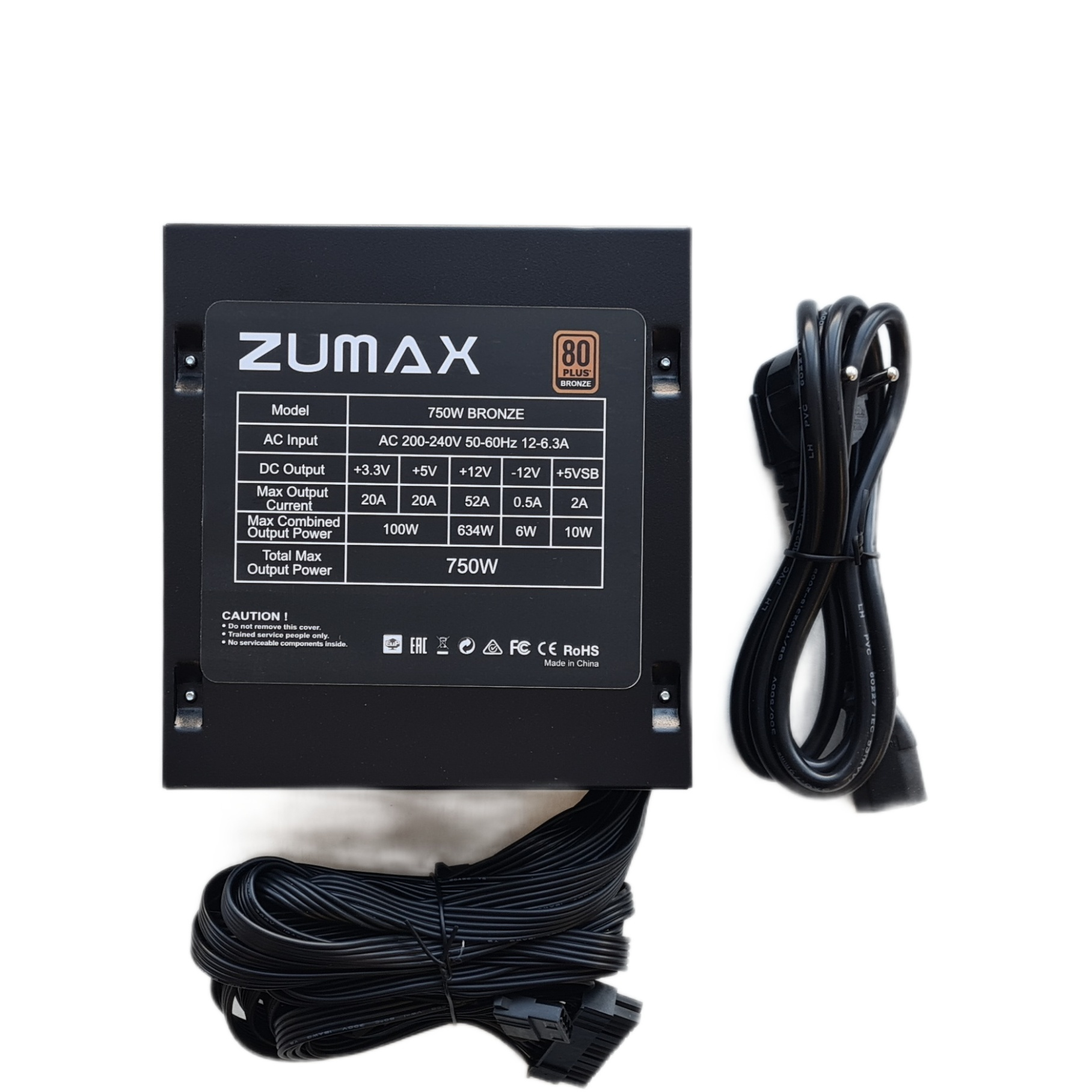 Zumax 750W Power Supply | 80+ Bronze Certified, High-Efficiency PSU for Gaming & Workstations - Image 4