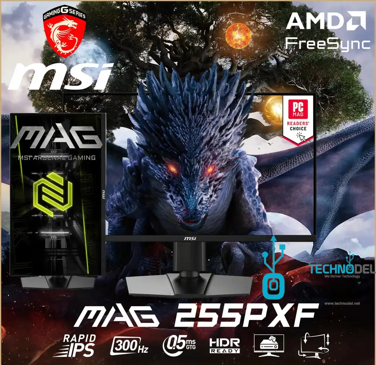 MSI MAG 255PXF 300Hz 0.5ms Rapid IPS 25-inch Monitor