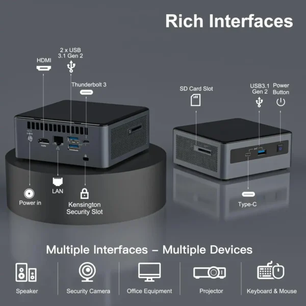 Intel NUC10i5FNH Mini PC Kit – i5, Thunderbolt 3, USB-C - Image 3