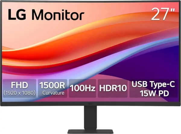 LG 27U421A-B 27” Curved Monitor – Full HD, 100Hz, HDR10
