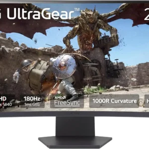 LG UltraGear 27” Curved QHD Gaming Monitor – 180Hz, 1ms